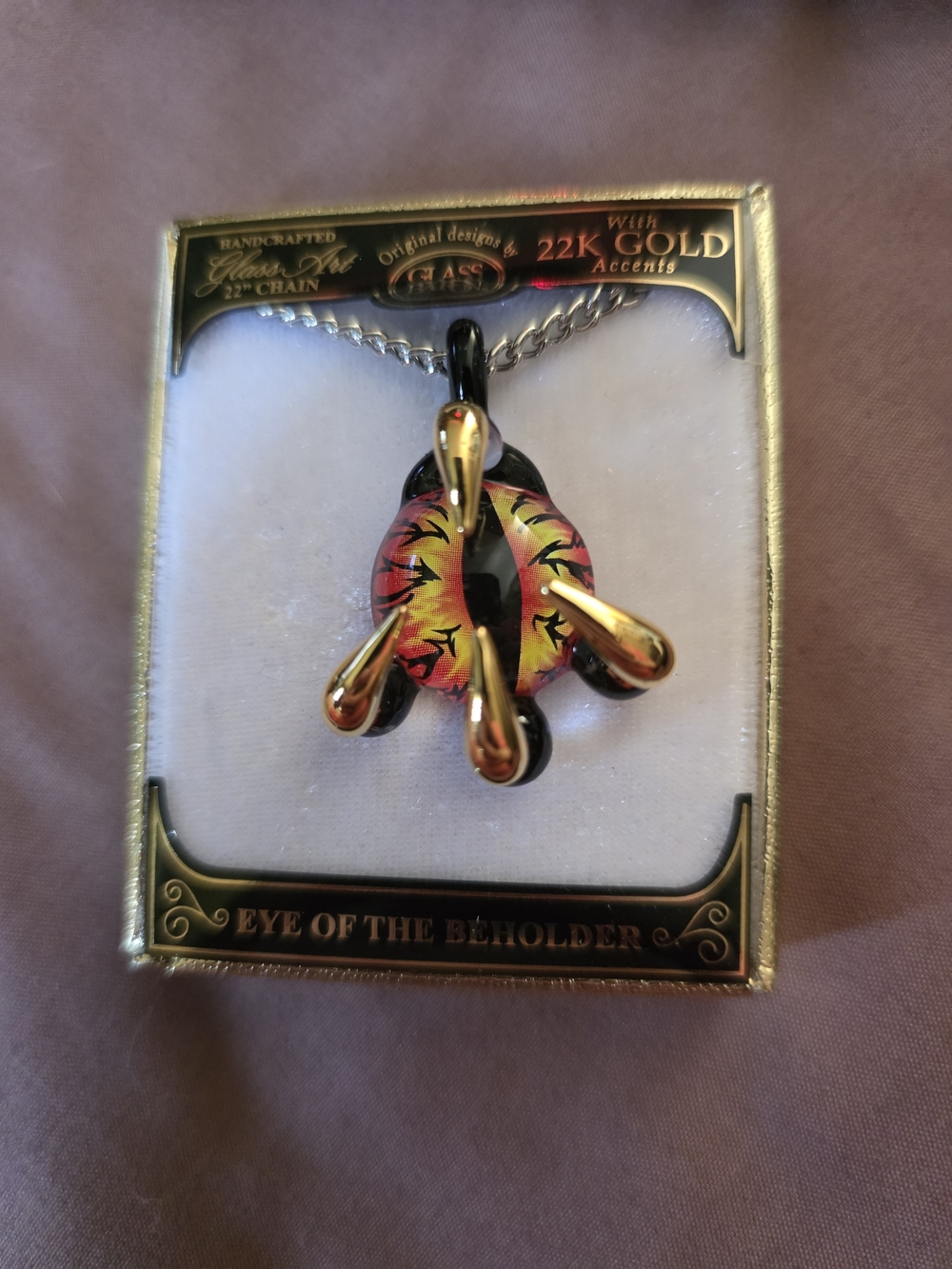 Eye of the Beholder Pendant Necklace - Yellow & Red with 22K Gold Accents